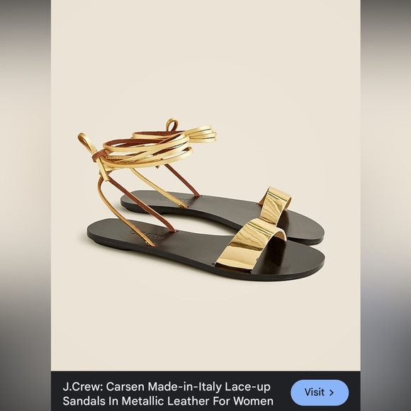 J.Crew new Carsen made in Italy lace up sandals in metallic leather - Picture 2 of 7